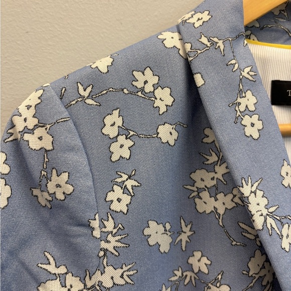 NWOT Talbots size 6 blazer Floral jacquard Jacket Blue White - Picture 4 of 14